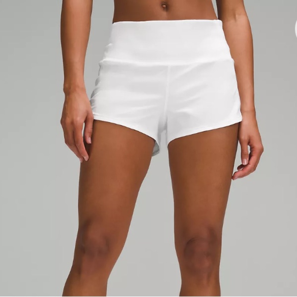 White Lululemon Speed Up Shorts